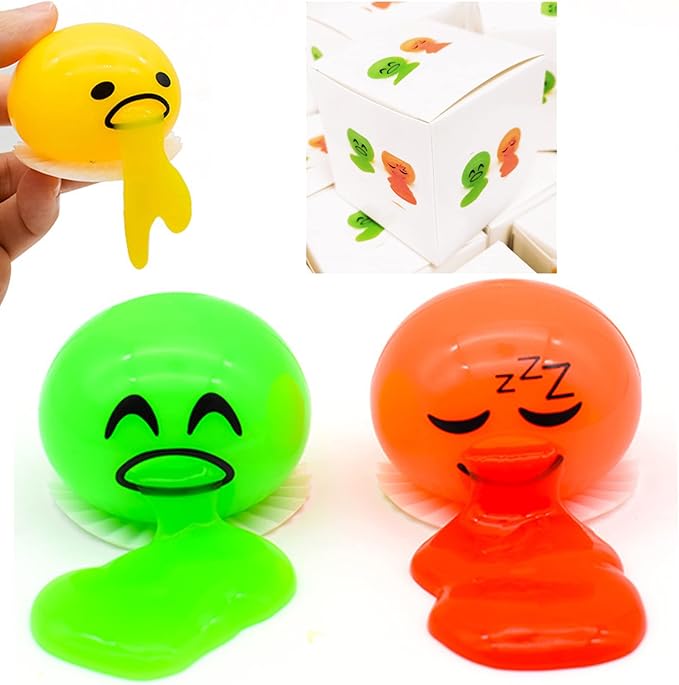 Vomiting Egg Slime Toy - Funny Prank Squeeze Stress Ball Puking Yolk, Novelty Fidget Relief Toy Gag Gift for Kids Adults, Christmas Stocking Stuffers & Birthday Parties