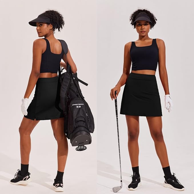 Ekouaer 16" Skorts for Women with Pockets Golf Pickleball Tennis Skirt | Silicone Grippers,2 Inner Pockets,Wide Waist,Side Slit Hem,Breathable,Soft,Lightweight
