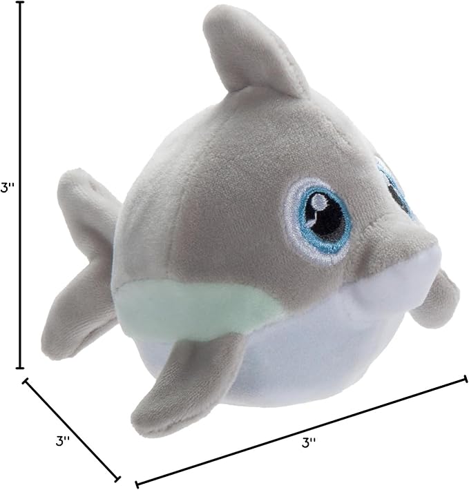 The Petting Zoo Dolphin Stuffed Animal Plushie, Gifts for Kids, Squishiez Sealife Animal Squeeze Toy, Grey Dolphin Plush Toy, 3 inches
