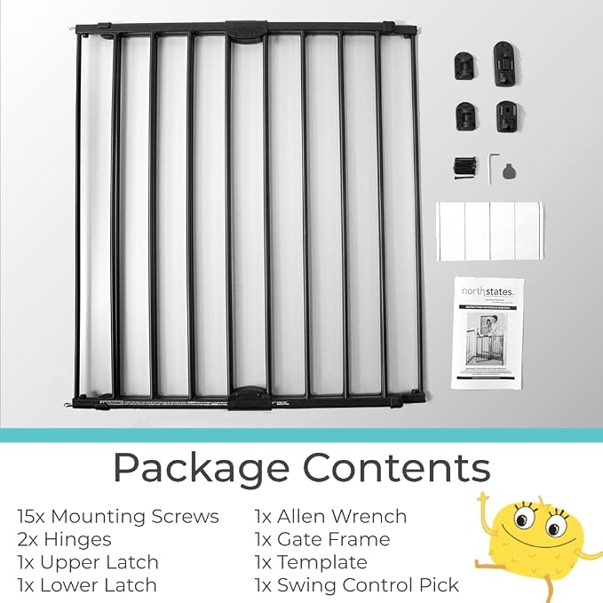 Toddleroo by North States - Easy Swing & Lock Baby Gate Series 2: Hardware Mounted Metal Safety for Stairs & Doorways - Adjustable 28.68 to 47.85 Inches Wide - 31 Inches Tall - Matte Bronze