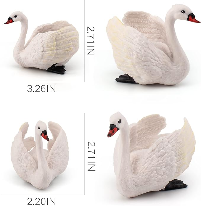 LC JoyCre Swan Toy 3.5 Inch Goose Toy White Swan Figurine Toy Animal Figure for Toddlers Preschool Animals Figures Eduactional Project Diorama Model Toy for Kids 3 4 5 6