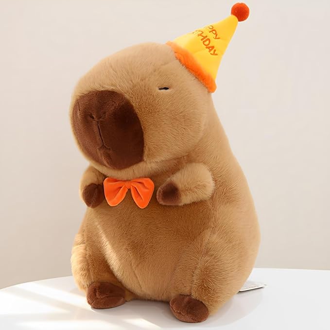 JPORSHU Capybara Plush Toy, 12inch Capybara Plush with Happy Birthday, Kawaii Capybara Stuffed Animal and Home Decor Gifts