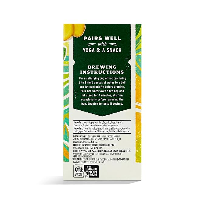 WHOLE FOODS MARKET Organic Mint Ginger Herbal Tea, 20 CT (Pack of 2)