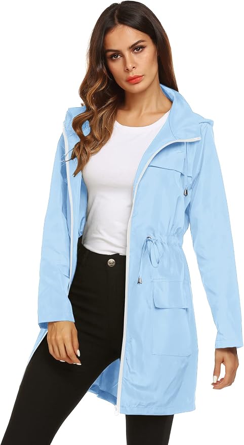 Lomon Women Waterproof Lightweight Rain Jacket Active Outdoor Hooded Raincoat