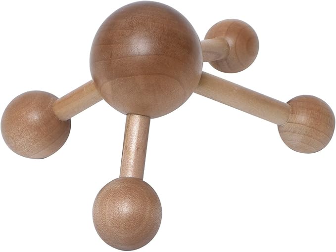 Wooden Handheld Massager, 4 Ball Rollers, Trigger Point Muscle Roller | Acupressure rolling for improved circulation, Complementing yoga or wellness routines, Bedroom, Living room