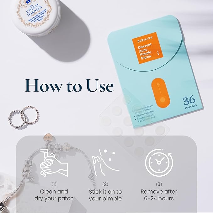 Discreet Acne Pimple Patch | Spot Cover Solution | Hydrocolloid Facial Stickers | Waterproof Patches Invisibly Cover Pimples