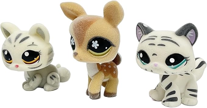 3pcs/Set Custom Flocked Pet Shop Toys Short Hair Cat Kitten Collie Great Dane Cocker Spaniel Dachshund Puppy Dog OOAK Compatible with LPS (#3585 and 634 and 1498)