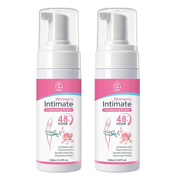 AOAO Intimate Wash for Women, Herbal Infused, Women's Intimate Cleansing Foam, pH Balanced, Feminine Wash, Sensitive Skin Types, Hygiene Products, 5 Fl Oz (Fresh-2p)