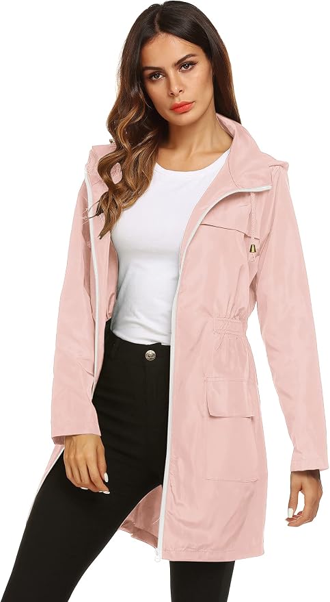 Lomon Women Waterproof Lightweight Rain Jacket Active Outdoor Hooded Raincoat