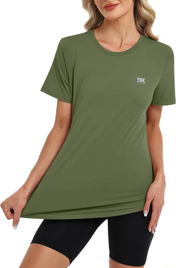 BKRIVE Workout Tops for Women UPF 50+ Quick Dry Shirts (S-3XL) | Ideal for Hiking, Yoga, Running, Gym workouts, Pilstes, Tennis & Travel. Lightweight, Breathable & Moisture wicking