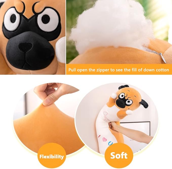 Long Shar-Pei Dog Stuffed Animals 24.8 Inch Dog Plush Toys Puppy Plushies Super Soft Cuddly Sleep Hugging Pillow Cushion Stuff Dolls Christmas Birthday Gift for Kids Teen Boys Girls, 24.8Inches