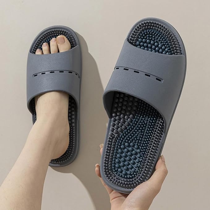 Acupressure Massage Slippers Acupressure Foot Massager Shoes Reflexology Sandals Gift for Men Women Reduce Feet Neuropathy Pain Relief and Tension (Dark Gray,US Women 8-9/ Men 6.5-7.5)