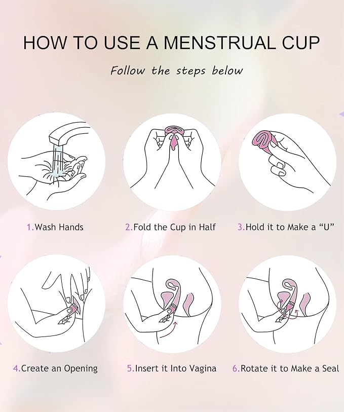 Menstrual Cup with Collapsible Storage Cup, Leak-Proof Design with Medical Grade Silicone Period Cups Reusable Comfortably use for 12 Hours(S+S)