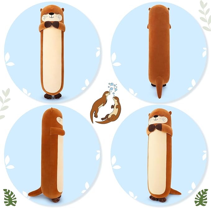 Large Otter Stuffed Animal,33.5” Long Otter Plush,Kawaii Plush Toys,Cute Plushies Animal Gifts,Animals Body Pillow Sleeping Hugging Pillow Cushion Doll for Kids Adults Birthday