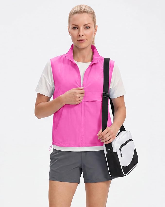 Women's Lightweight Running Vest Stand Collar Zip Up Summer Waistcoat Sleeveless Jacket for Golf Hiking Travel