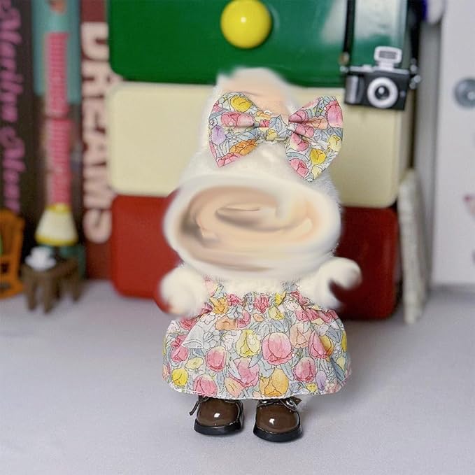 Doll Clothes Set for 15cm 17cm Fantasy Dolls - Cute Flower Dress&Bow Accessories,Outfit Clothing Set