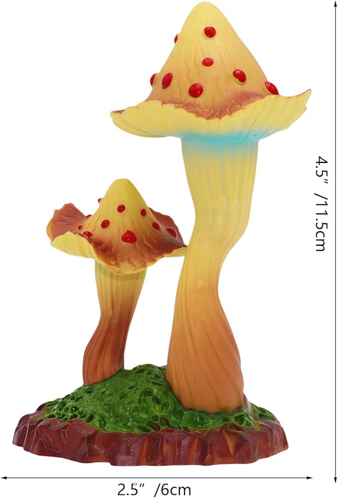 Gemini&Genius Mushroom Figurine, Plant Action Figure Toys for Kids, Hand-Painted Mushroom Figure Plants as Home/Office/Garden Decor