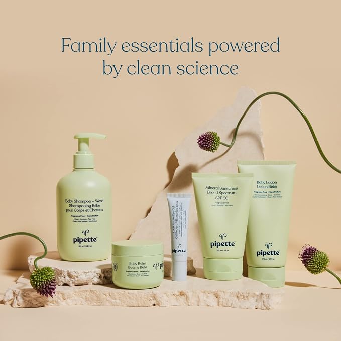 Pipette Baby Lotion, Fragrance Free, Hydration & Natural Moisture of Baby's Delicate Skin, Made with Ceramides and Renewable Plant-Derived Squalane, 5.7 fl oz