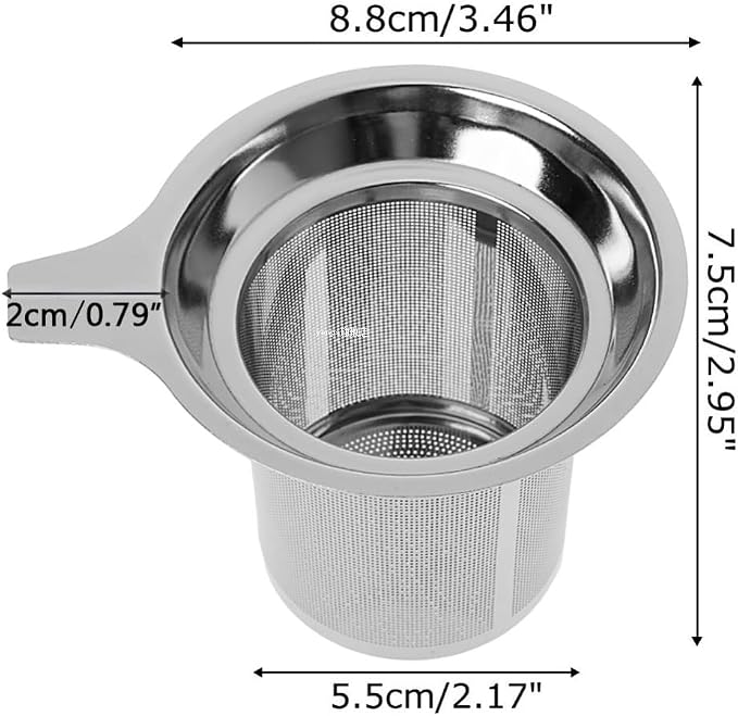 Tea Infuser for Loose Tea Extra Fine Mesh Tea Strainer Stainless Steel Tea Steeper with Large Capacity, Easy to Clean, Single Handle for Hanging on Mugs, Cups, Teapot