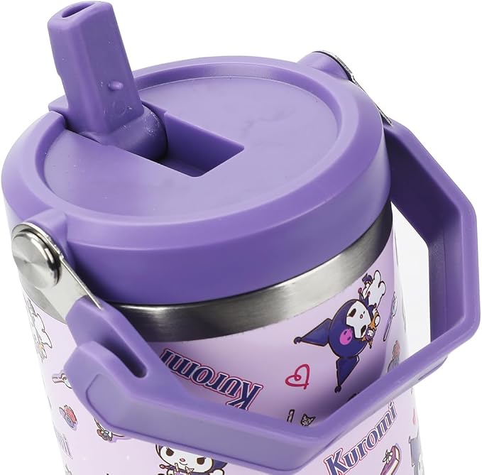 Bioworld Kuromi Purple All-Over Print 40 Oz Stainless Steel Tumbler With Handle