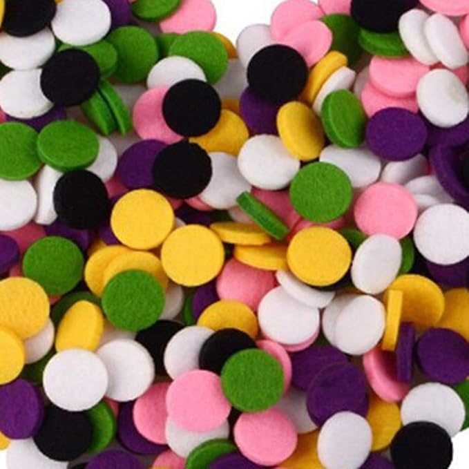 200 Pieces Car Diffuser Aromatherapy Diffuser Necklace Replacement Pads Replacement Felt Pads Essential Oil Diffuser Locket Necklace Refill Pads 17.5mm Diameter Multi-Color