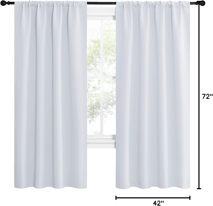 NICETOWN Kitchen Room Darkening Curtains - Window Treatment Thermal Insulated Rod Pocket Room Darkening Curtains/Drapes for Bedroom (2 Panels, 42 by 72, Greyish White)