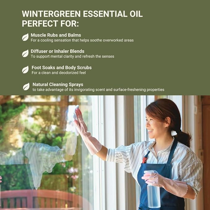 Wintergreen Essential Oil - Direct from Bio-Young Aromas China - Steam Distilled - Aceite de Gaulteria for Aromatherapy, Massage, Diffuser, DIY Candle and Soap Making - 2lbs