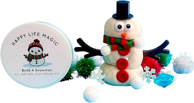 Christmas Play Dough Jars,Winter Sensory Kit, Playdough Jar, Stocking Stuffers for Kids,Christmas Gifts for kids,toddler present,playdoh (Build A Snowman)