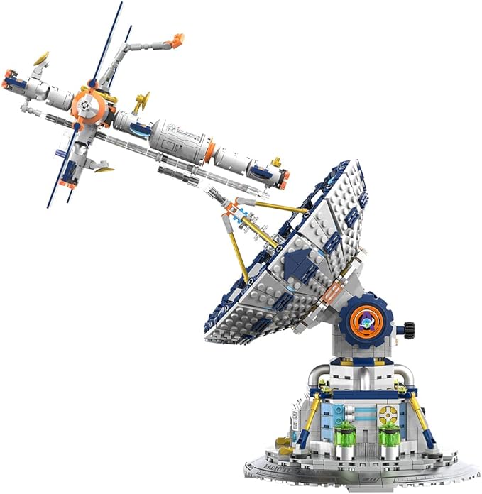 Space Radio Telescope Building Blocks Sets,Ideal Gift for Space Lovers,Radio Telescope Building Blocks Set for Exploring Space(1053PCS)-Toys Gifts for Adult