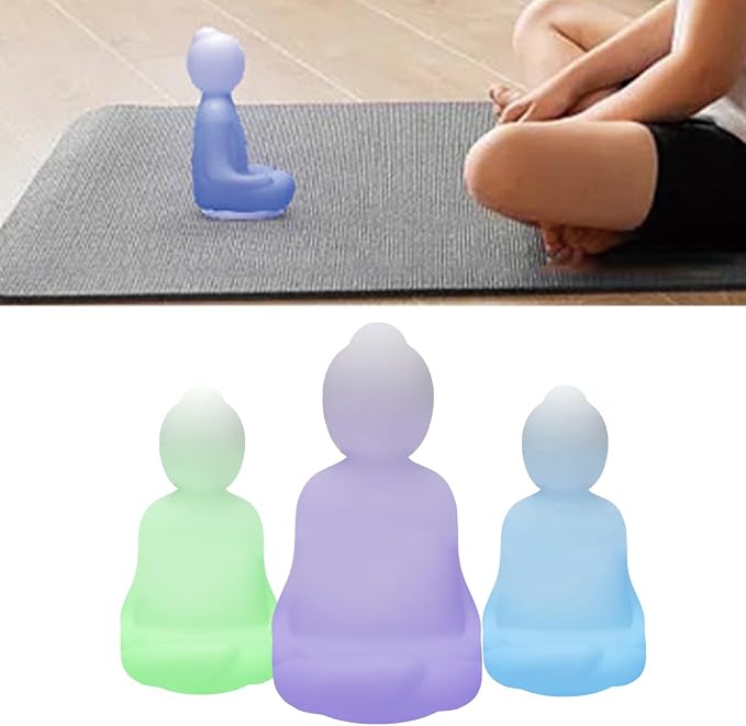 Breathing Yoga 4-7-8 Guided Visual Meditation Breathing Light, Buddha Statue Rechargeable Breathing Light with 3 Color Mode, Anxiety Relief Items for Calm Down Corner Supplies, Mindfulness Gifts