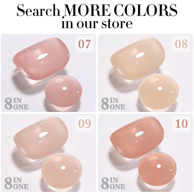 Double Rhythm Clear Gel Nail Polish 15ml Nail Strengthener Builder in a Bottle Nail Extension Hard Gel Soak Off Long Lasting UV Gel (Pastel Nude 8 in 1-8)