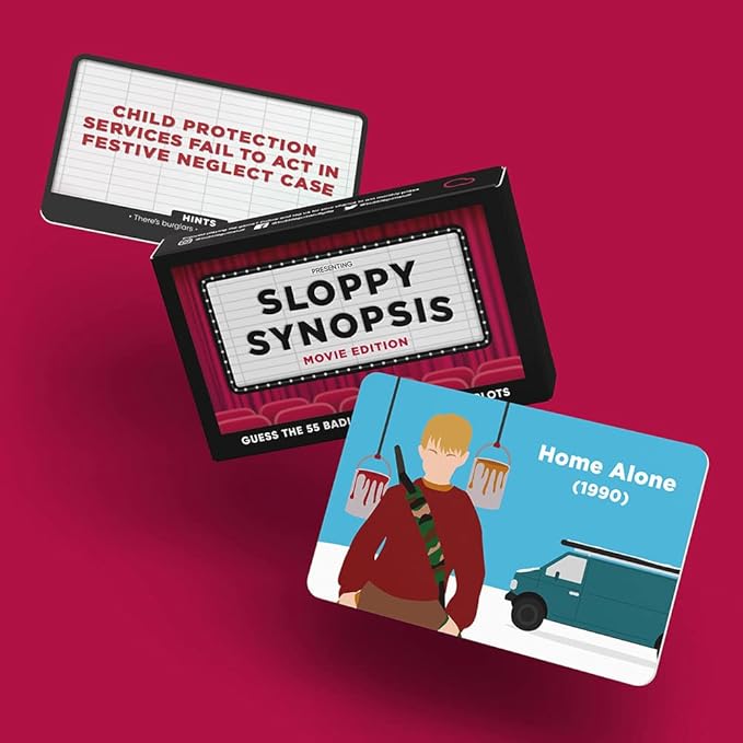 Bubblegum Stuff - Sloppy Synopsis Card Game - Hilarious Bad Movie Descriptions Quiz - 55 Flashcards - Fun for Family, Kids, Teens & Adults - Games Night - Great Gift!