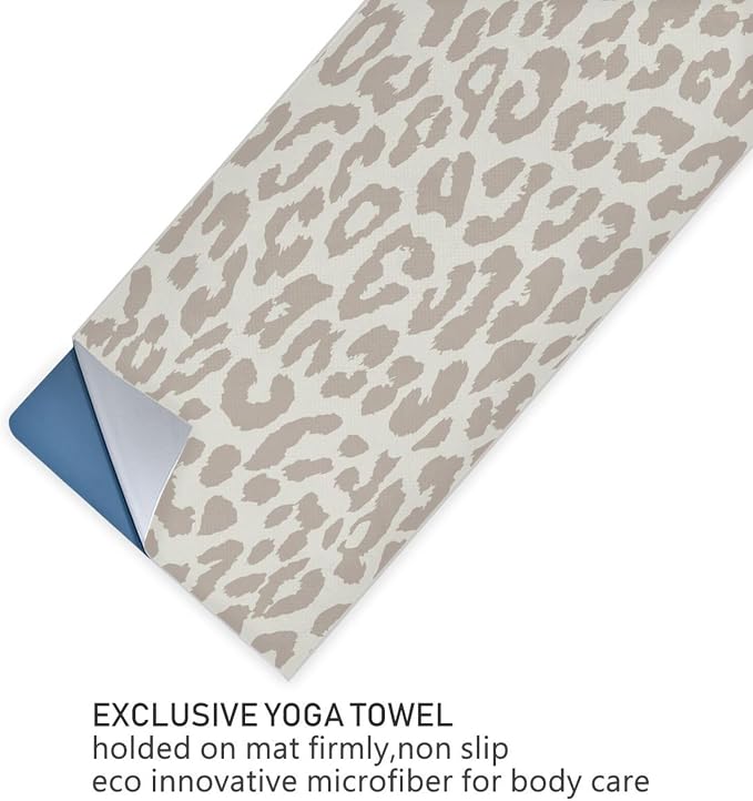 YETTASBIN Leopard Yoga Mat Towel, Non Slip Sweat Absorbent Hot Yoga Towel Portable Lightweight Travel Workout Towel with Storage Bag for Home Yoga, Pilates, Fitness 73x 27 Inch