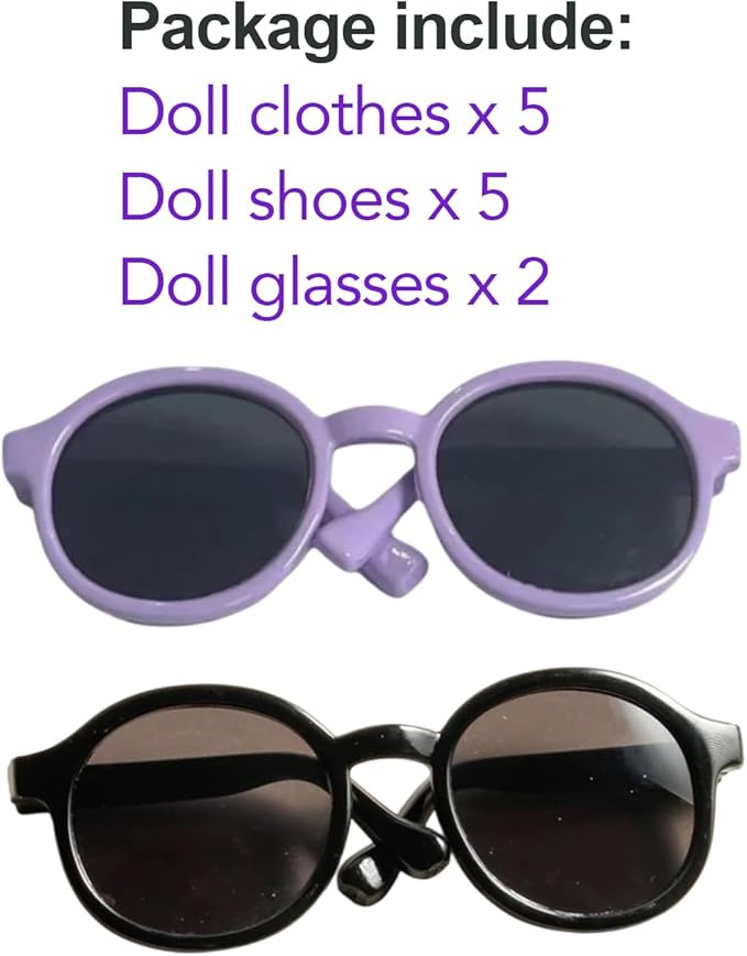 5 Sets Halloween Clothes for 17cm Doll, Pumpkin, Witch, Black Cat & Bunny Costumes, 6.7-Inch Doll Accessories, Halloween Outfits Costume include Colorful Shoes and Glasses, Gift Idea (No Dolls)