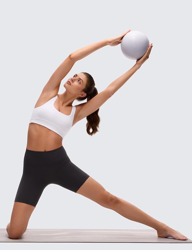 CRZ YOGA Butterluxe Scoop Neck Sports Bras for Women - U Back Padded Wide Strap Wireless Yoga Top
