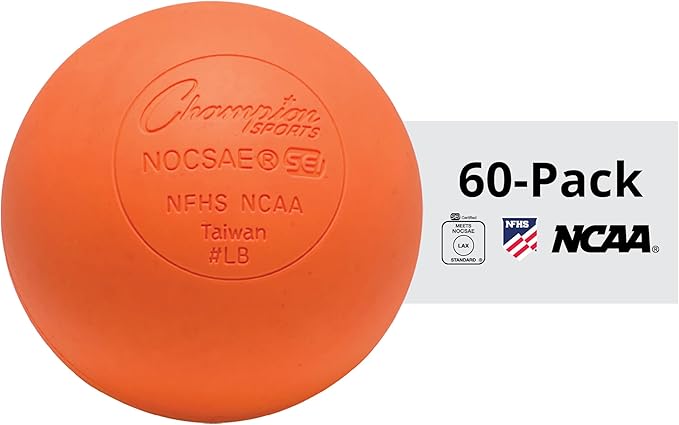 Champion Sports Lacrosse Balls – Official Size SEI Certified, Multi-Color Packs of 3, 6, or 12 for Practice & Games
