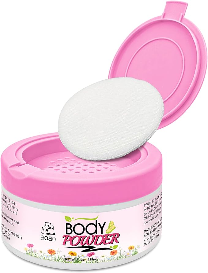 AOAO Talc-Free Dusting Powder for Women, Baking Soda Free, Natural Formula for After Bath Swampy Smooth Finish, Anti-Chafe & Deodorizing for Sensitive Skin, Gentle Daily Freshness with Puff, 5oz