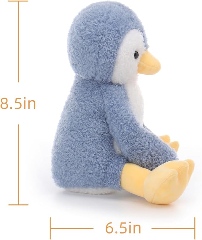 Apricot Lamb Dark Blue Velvet Penguin Stuffed Animals for Kids, Soft Cute Plush Toys for Baby Girl and Boy, 8.5 Inches