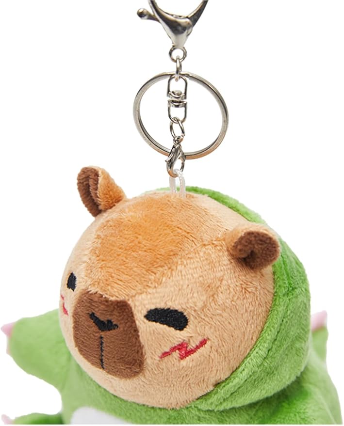 OLAOLA Capybara Plush Keychain, Cute Dinosaur Capybara Stuffed Animal Toys Key Chain, Kawaii Plushie Stuffed Toys for Kids Adults