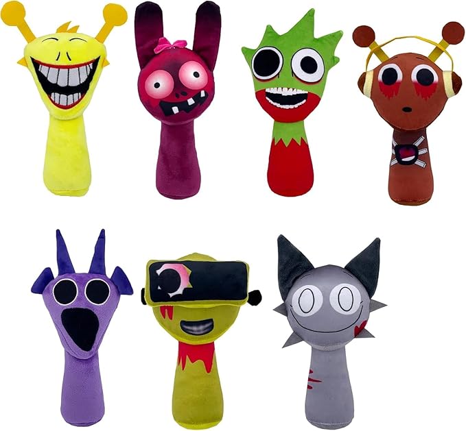 Sprunky Plush Toys Sprunky Wenda and Gray Plushies Sprunky Plushes Soft and Funs Stuffed Toys Dolls for Fans and Friends Birthday for Girls Boys (7-Piece Set)