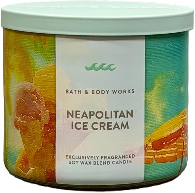Bath & Body Works 3 Wick Candle - Summer Favorites (Neapolitan Ice Cream)