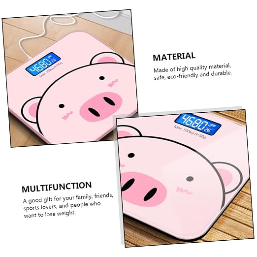 Baluue Cartoon Digital Body Weight Scale with USB Charging High Precision Measurement LCD Display with Switchable Units for Monitoring