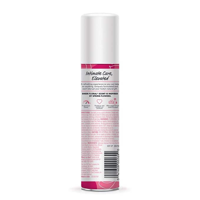 Summer’s Eve Sheer Floral Feminine Freshening Spray, Daily Intimate Deodorant, Neutralizes Odor, pH Balanced, Talc Free, Gentle Fresh Scent, 2 Ounce (Pack of 6)