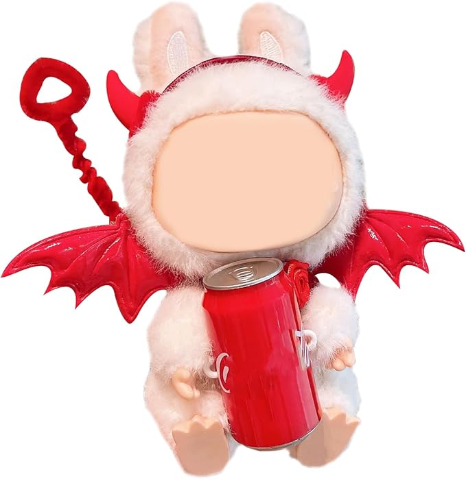 Wing for Labubu Clothes (15cm & 17cm Monster Keychain, Macaron/Have a seat/Energy). Clothing Accessories for popmart 6.7" Blind Box. Doll Wing for labubu Outfits. (Red Wing)