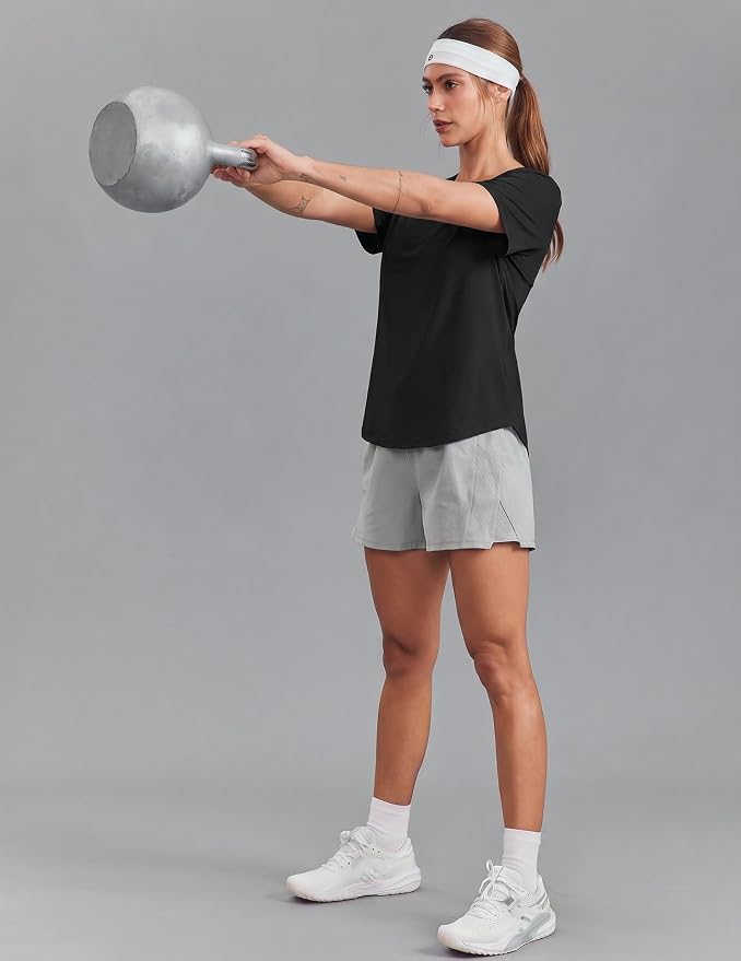 PINSPARK Soft Workout Tops for Women UPF 50+ Sun Protection Shirt Quick Dry Athletic Running Hiking Travel Basic Tee Shirts