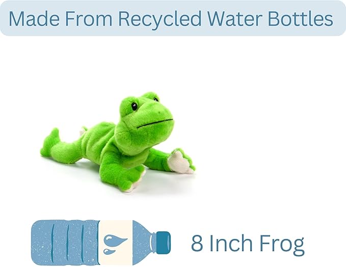 The Petting Zoo Frog Stuffed Animal Plushie, Gifts for Kids, Scoopz Wildlife Animals, Green Frog Plush Toy, 8 inches