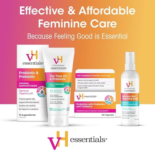 vH essentials Intimate Cleansing Spray with Hypochlorous Acid 3 fl oz – Gentle, pH-Balanced Feminine Cleanser for Odor Control, Freshness & Comfort – Alcohol-Free, Sting-Free
