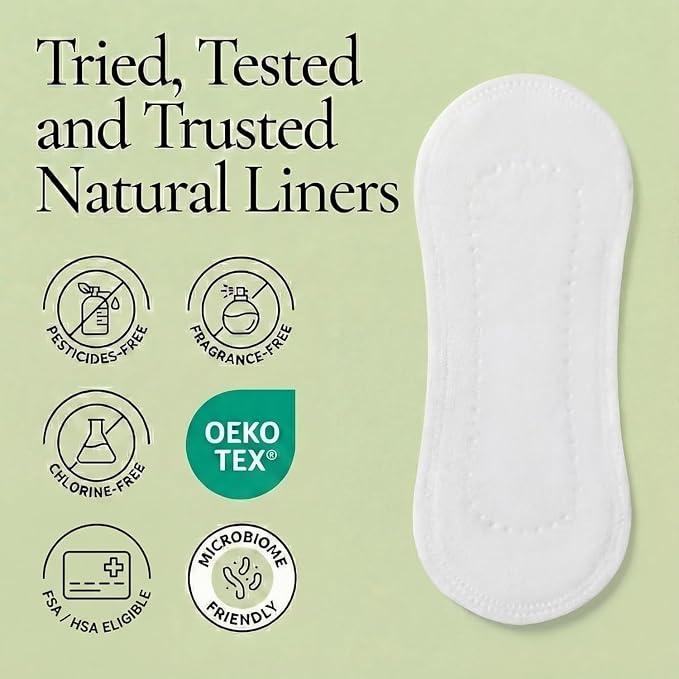 pH 4.5 Panty Liners for Women Long 6", Organic Cotton Alternative | 17x drier than cotton, plant-based Bio-Silk for daily discharge & sweat, ultra thin, breathable, hypoallergenic, 50ct