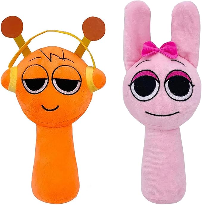 Sprunky Plush Toys Sprunky Wenda and Gray Plushies Sprunky Plushes Soft and Funs Stuffed Toys Dolls for Fans and Friends Birthday for Girls Boys (Orange+Pink)