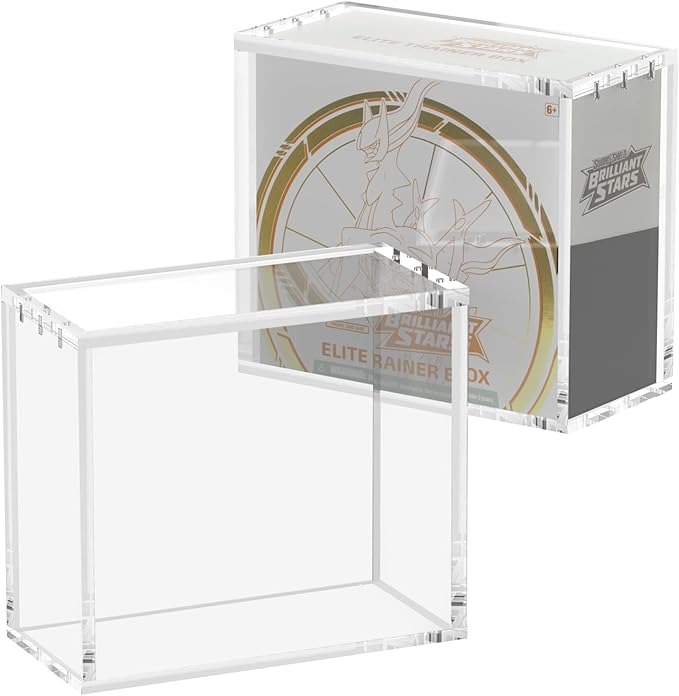 ETB Acrylic Protector Case 8mm Thick Magnetic Lid Closure Easy Top Loading UV Protection Dustproof Display Case Compatible with Elite Trainer Boxes(Case Only)